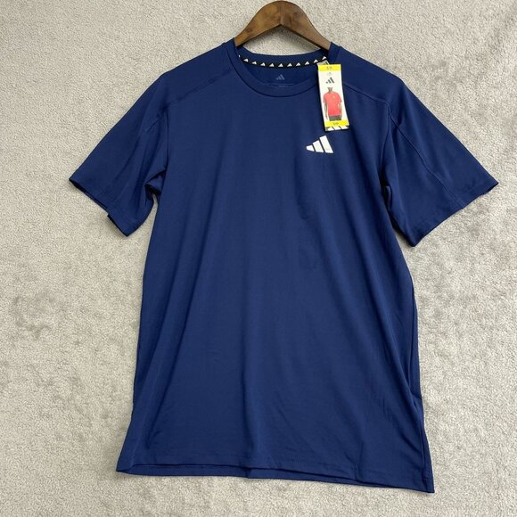 NEW Adidas Men's S Navy Performance T-Shirt Regular Fit 88% Polyester - Picture 2 of 7
